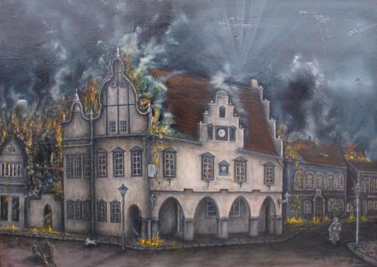 Rathaus in Flammen