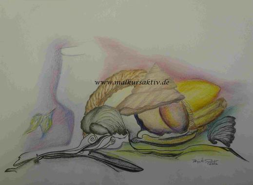 Stilleben Buntstiftzeichnung
